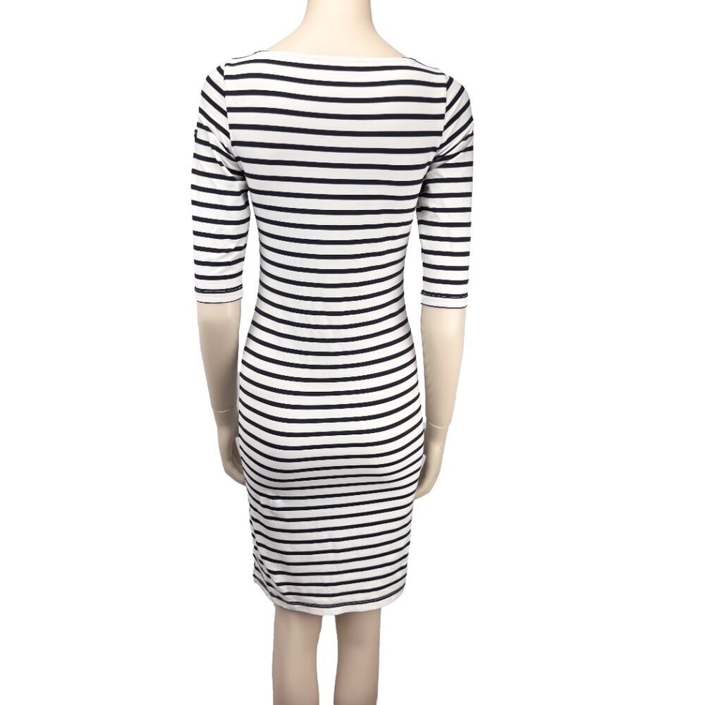 SAINT JAMES Propriano Stretch Striped White & Blue Midi Sheat Nautical Dress XS* - Picture 8 of 12